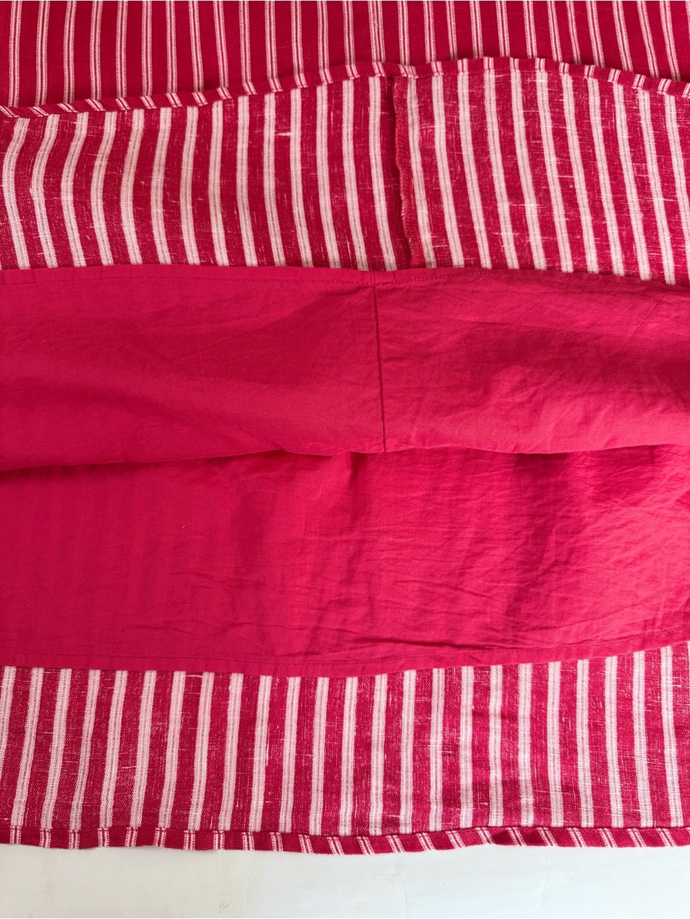 Magaschoni Pink White Linen Striped Shift Dress Pockets M - Picture 6 of 8